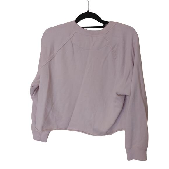 Areie Size Medium M Light Pink Raw Hem Sweatshirt Long Sleeve Top Casual Comfy - Picture 2 of 11